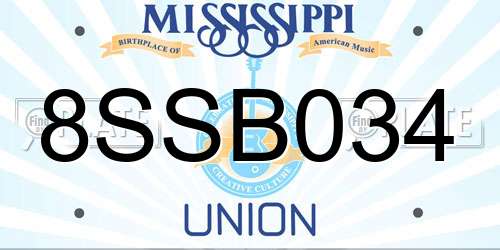 8SSB034 Mississippi License Plate