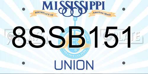 8SSB151 Mississippi License Plate