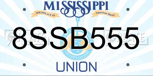 8SSB555 Mississippi License Plate