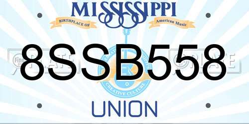 8SSB558 Mississippi License Plate
