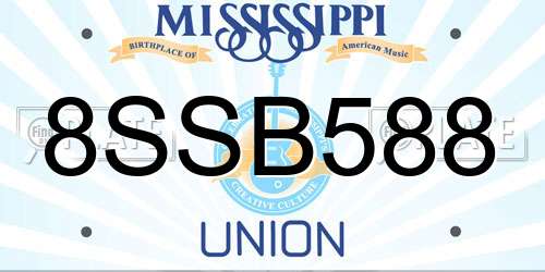 8SSB588 Mississippi License Plate