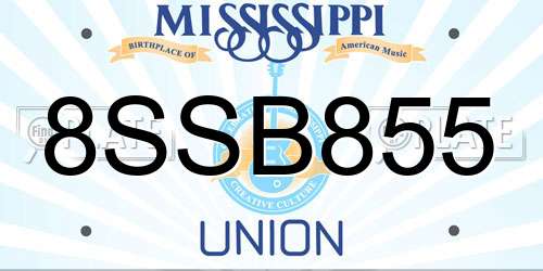 8SSB855 Mississippi License Plate