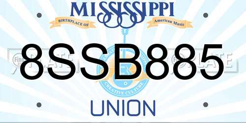 8SSB885 Mississippi License Plate