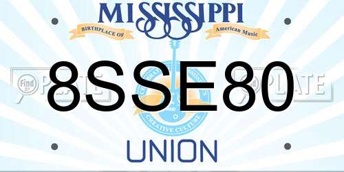 8SSE80 Mississippi License Plate