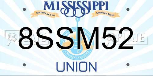 8SSM52 Mississippi License Plate