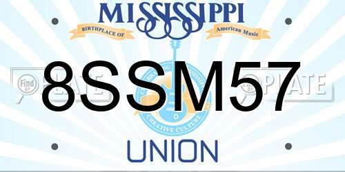 8SSM57 Mississippi License Plate