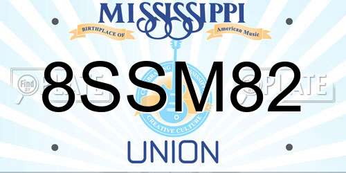 8SSM82 Mississippi License Plate