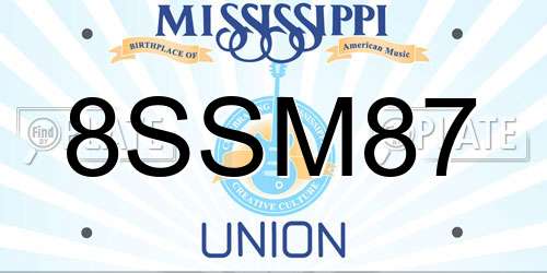 8SSM87 Mississippi License Plate