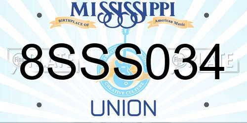 8SSS034 Mississippi License Plate