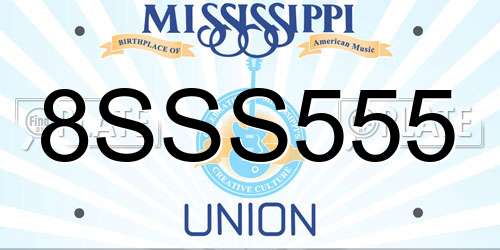 8SSS555 Mississippi License Plate