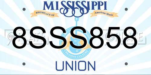 8SSS858 Mississippi License Plate