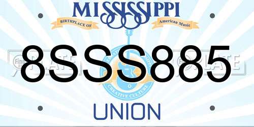 8SSS885 Mississippi License Plate