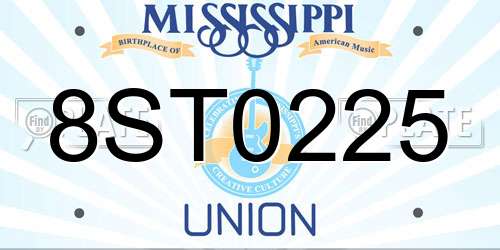 8ST0225 Mississippi License Plate