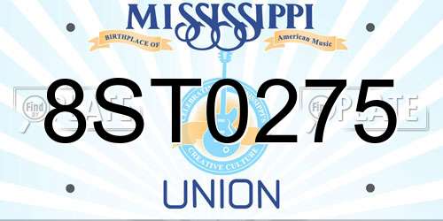 8ST0275 Mississippi License Plate