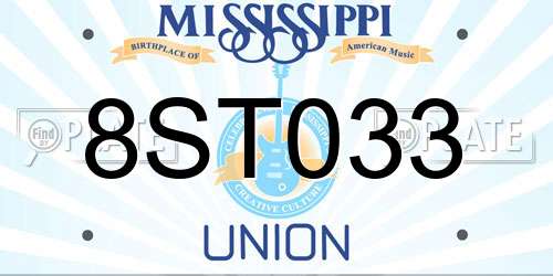 8ST033 Mississippi License Plate