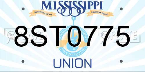 8ST0775 Mississippi License Plate