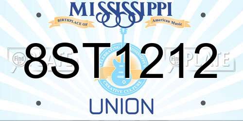 8ST1212 Mississippi License Plate