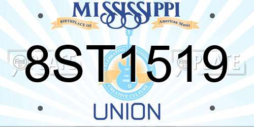 8ST1519 Mississippi License Plate
