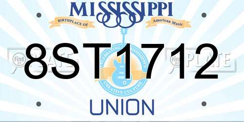 8ST1712 Mississippi License Plate