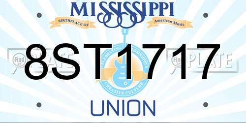8ST1717 Mississippi License Plate