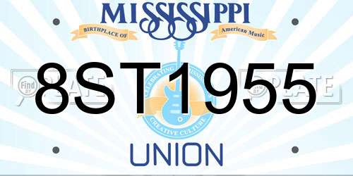 8ST1955 Mississippi License Plate
