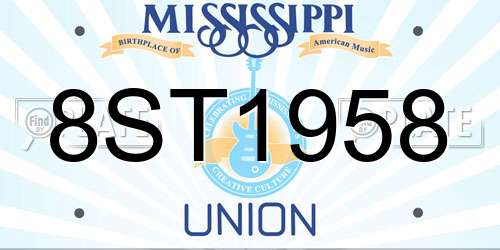 8ST1958 Mississippi License Plate