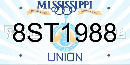 8ST1988 Mississippi License Plate