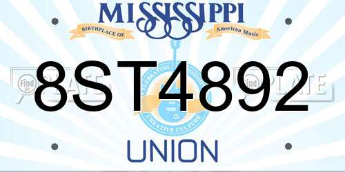 8ST4892 Mississippi License Plate