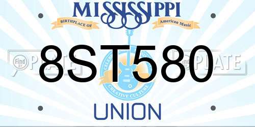 8ST580 Mississippi License Plate