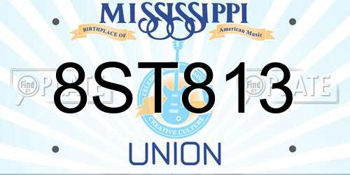 8ST813 Mississippi License Plate