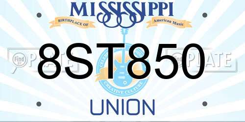 8ST850 Mississippi License Plate