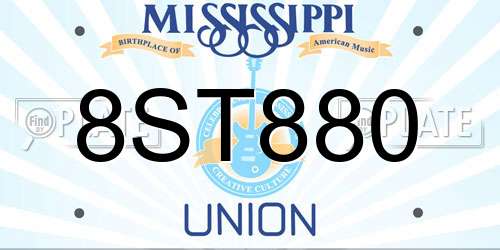 8ST880 Mississippi License Plate