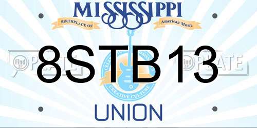 8STB13 Mississippi License Plate