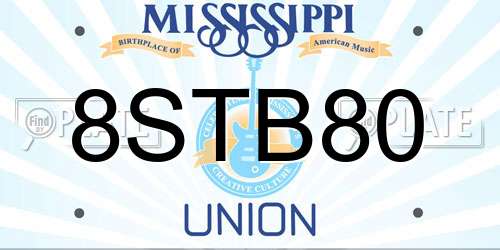 8STB80 Mississippi License Plate