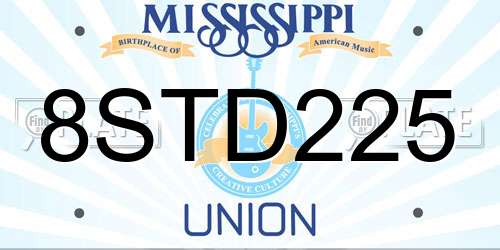8STD225 Mississippi License Plate