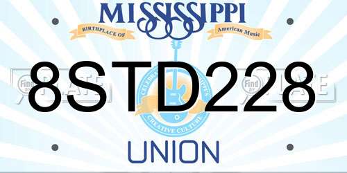 8STD228 Mississippi License Plate