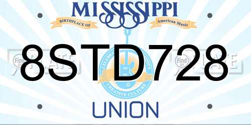 8STD728 Mississippi License Plate