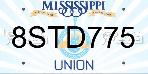 8STD775 Mississippi License Plate