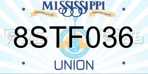 8STF036 Mississippi License Plate