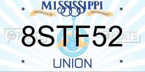 8STF52 Mississippi License Plate