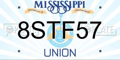 8STF57 Mississippi License Plate