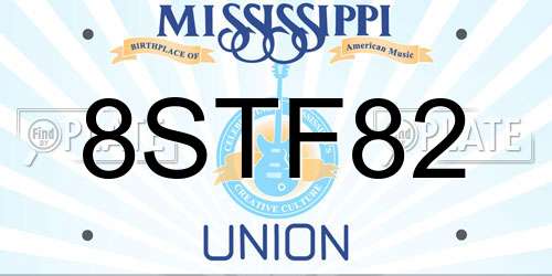 8STF82 Mississippi License Plate