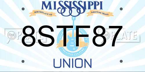 8STF87 Mississippi License Plate