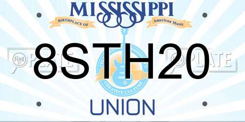 8STH20 Mississippi License Plate