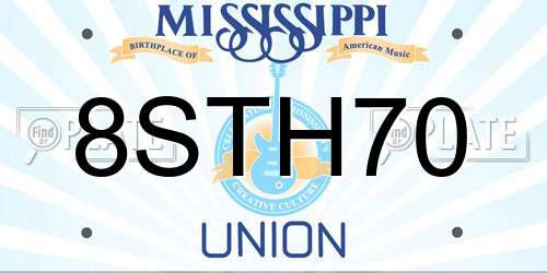 8STH70 Mississippi License Plate