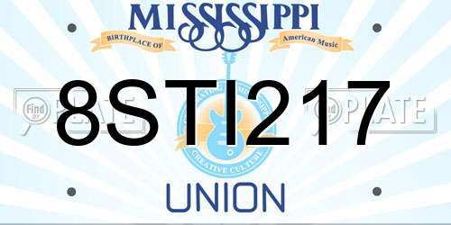 8STI217 Mississippi License Plate