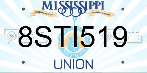 8STI519 Mississippi License Plate
