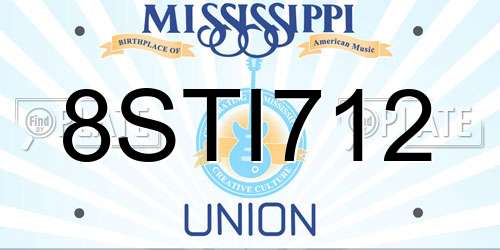 8STI712 Mississippi License Plate