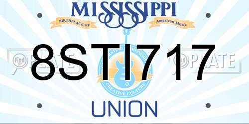 8STI717 Mississippi License Plate