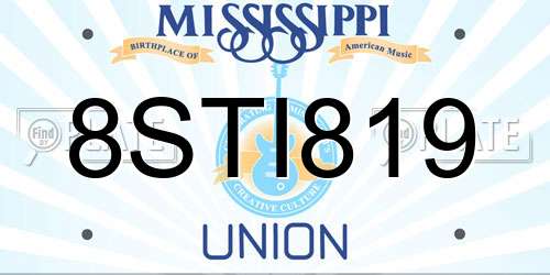 8STI819 Mississippi License Plate